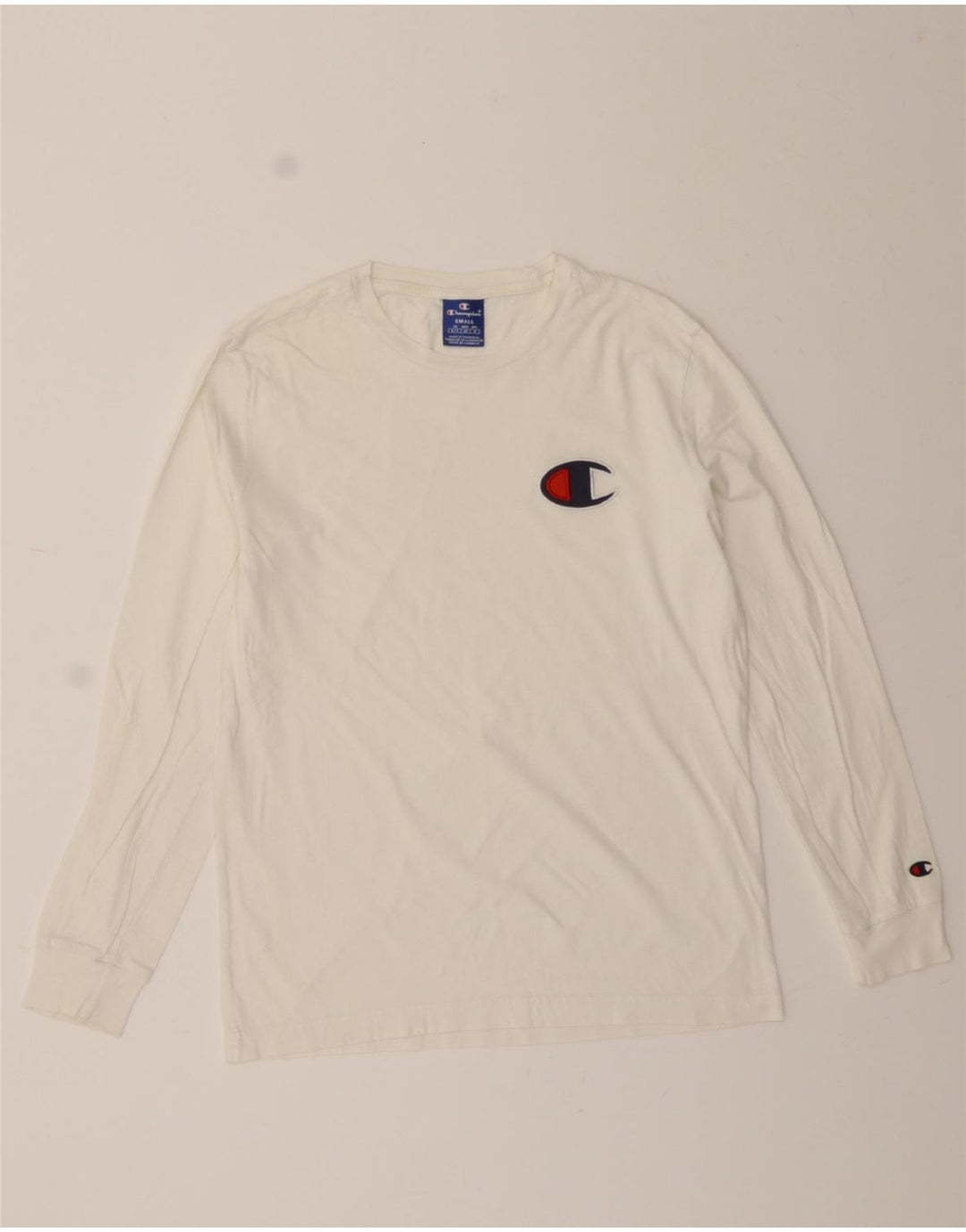 CHAMPION Mens Top Long Sleeve Small White Vintage Champion and Second-Hand Champion from Messina Hembry 
