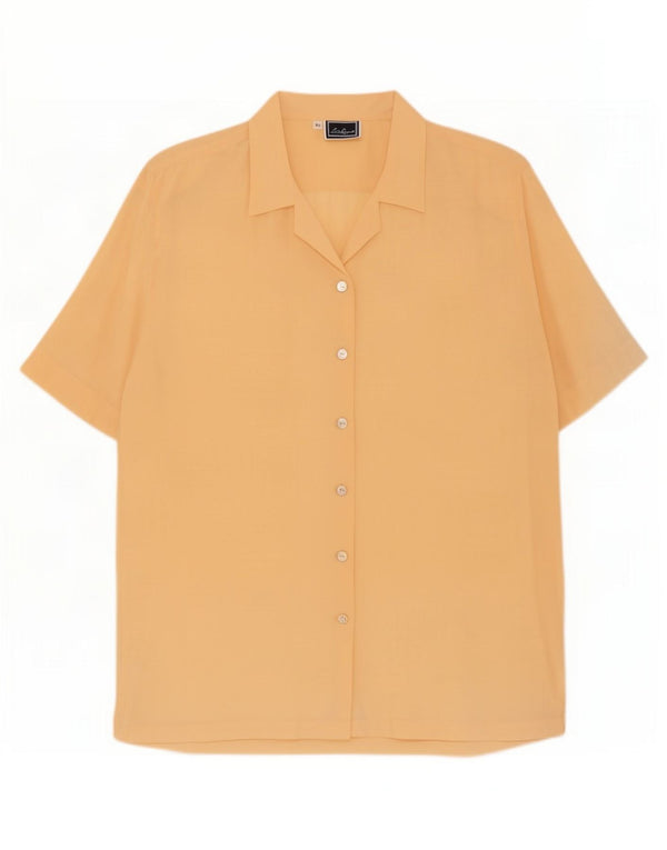 Luisa Spagnoli Womens Short Sleeve Shirt Blouse UK 18 XL Yellow Silk