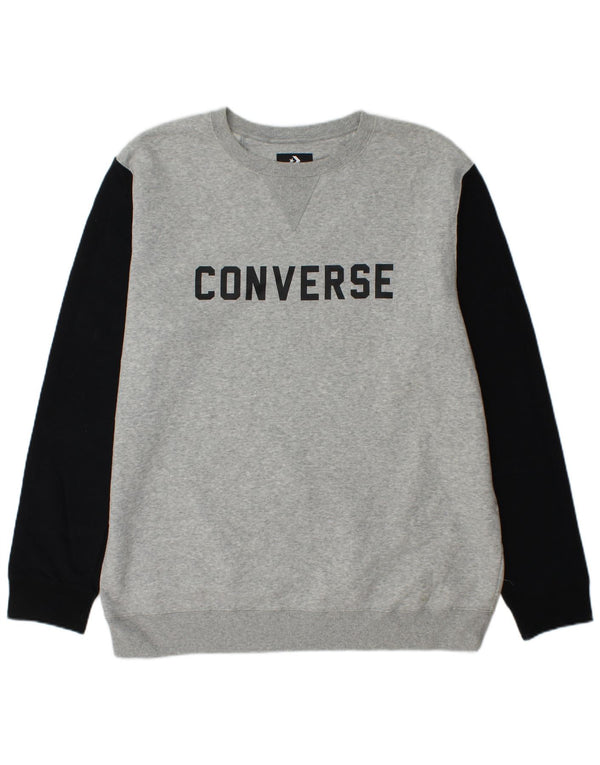 Ανδρικό γραφικό φούτερ CONVERSE Jumper XL Γκρι Colourblock Βαμβακερό