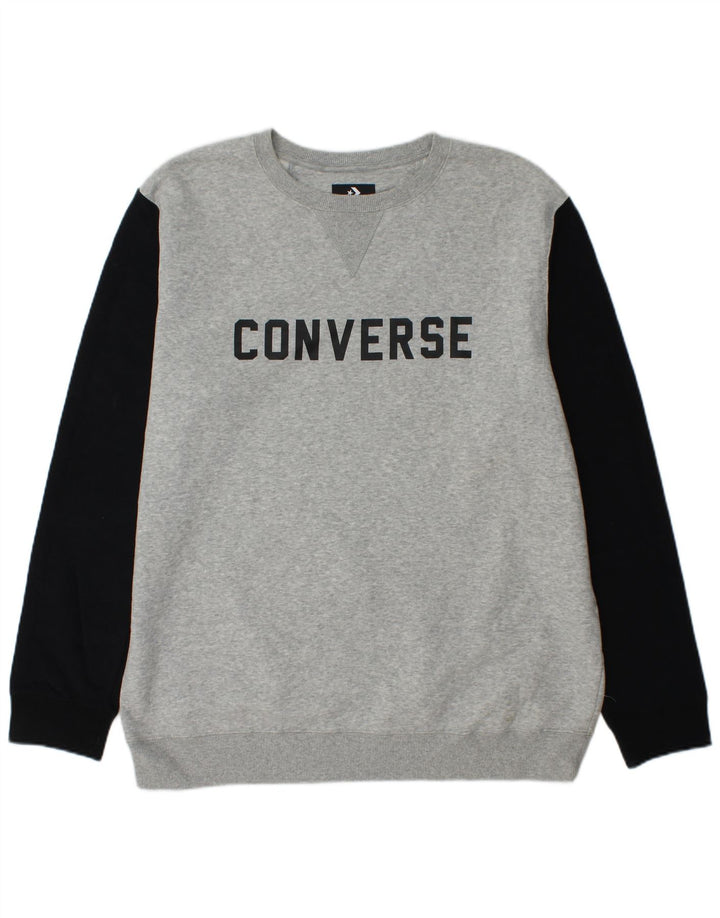 Ανδρικό γραφικό φούτερ CONVERSE Jumper XL Γκρι Colourblock Βαμβακερό