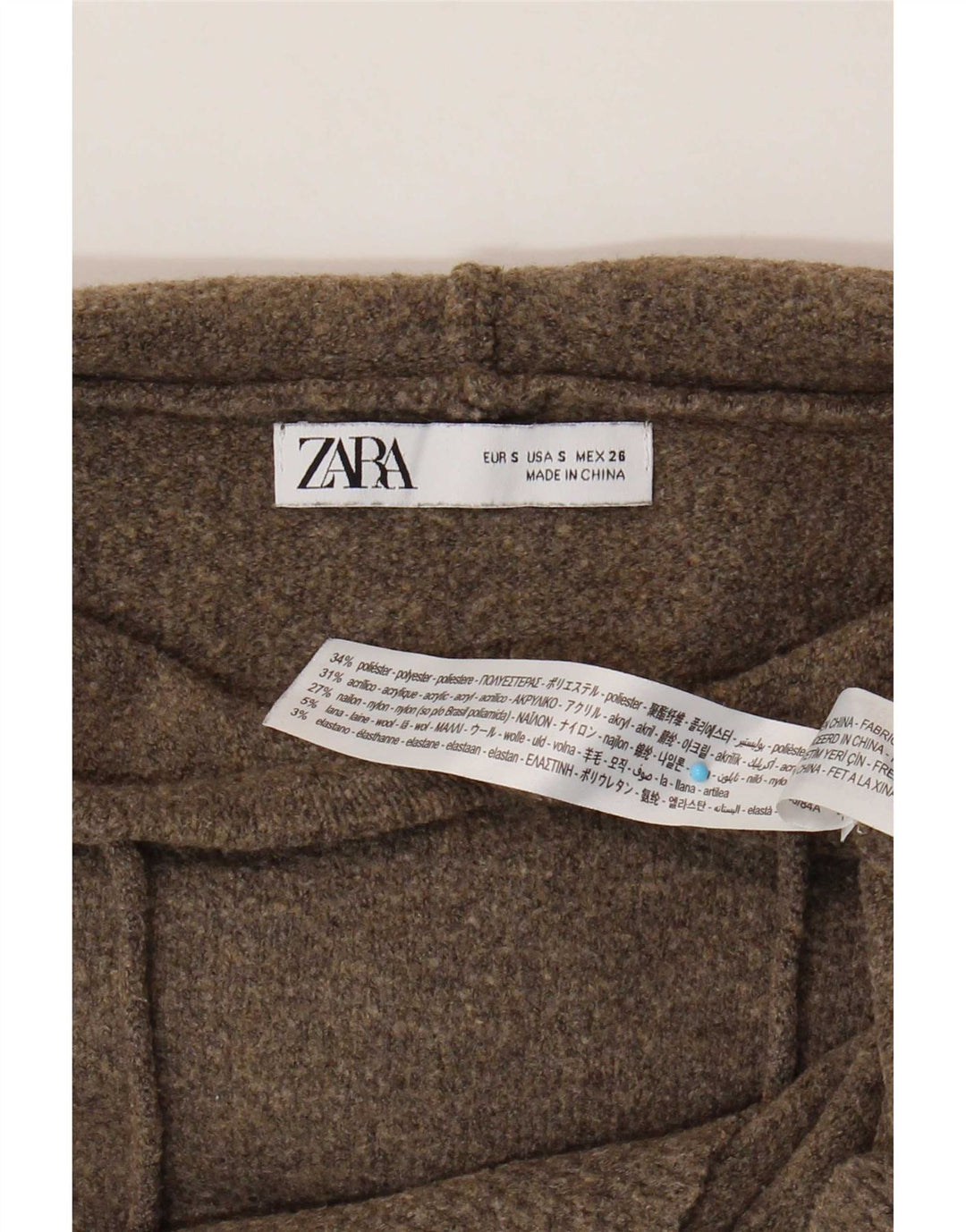 Zara Γυναικείο πουλόβερ με κουκούλα υπερμεγέθη Jumper UK 10 Μικρό καφέ πολυεστέρα