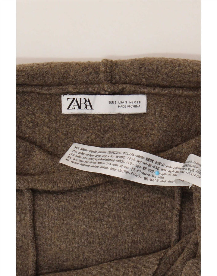 Zara Γυναικείο πουλόβερ με κουκούλα υπερμεγέθη Jumper UK 10 Μικρό καφέ πολυεστέρα