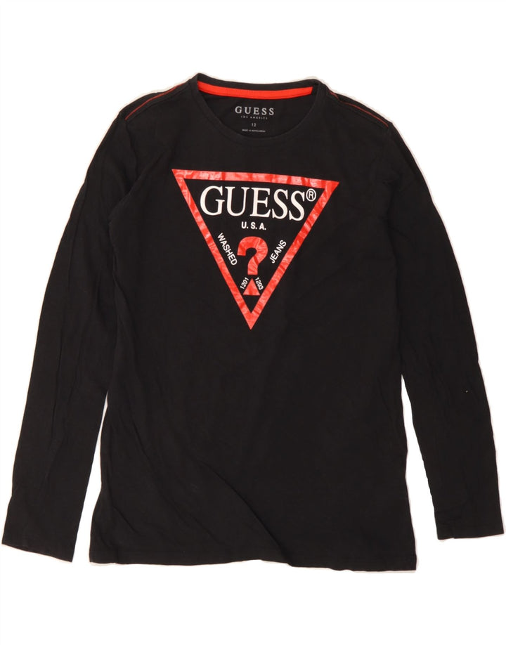 GUESS Boys Graphic Top Long Sleeve 11-12 Years Black Cotton Vintage Guess and Second-Hand Guess from Messina Hembry 