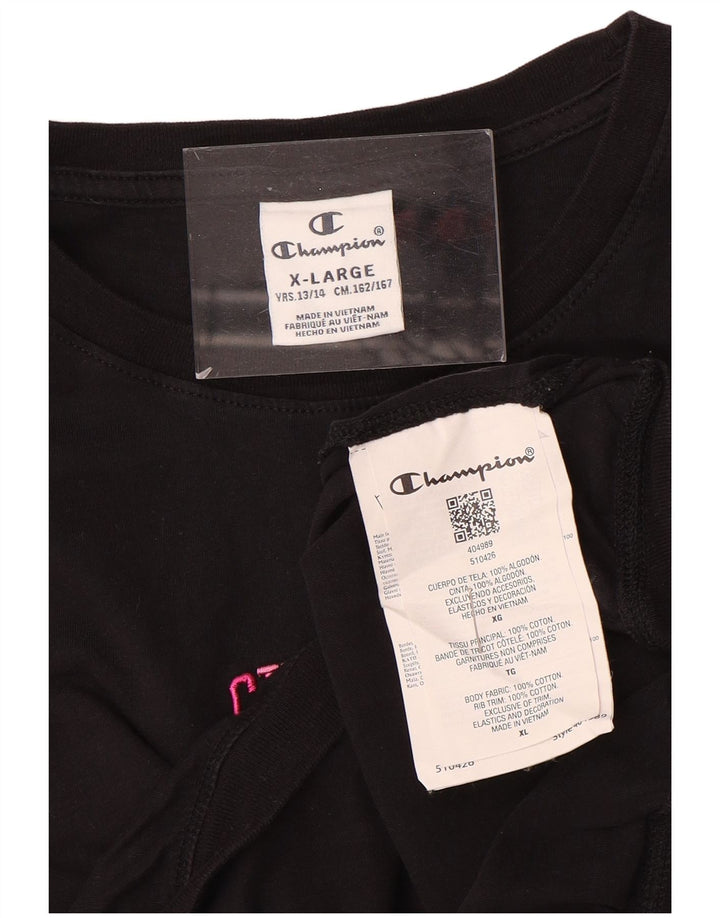 T-Shirt CHAMPION Top 13-14 ετών XL Μαύρο βαμβακερό