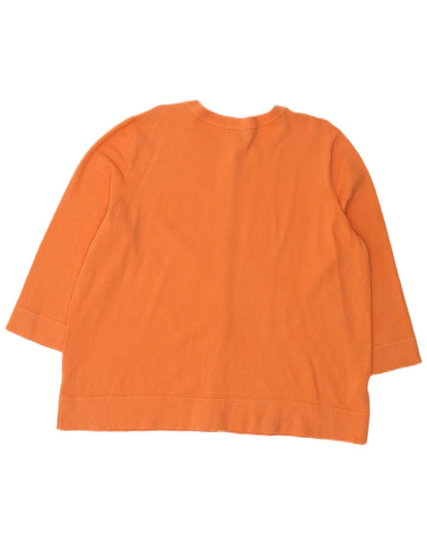 Eddie Bauer Γυναικείο πουλόβερ ζακέτα με 3/4 μανίκια UK 20 2XL Πορτοκαλί βαμβακερό
