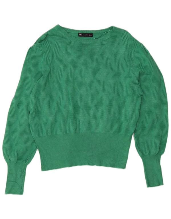 Marks & Spencer Womens Crop Boat Neck Jumper πουλόβερ UK 14 Large Green