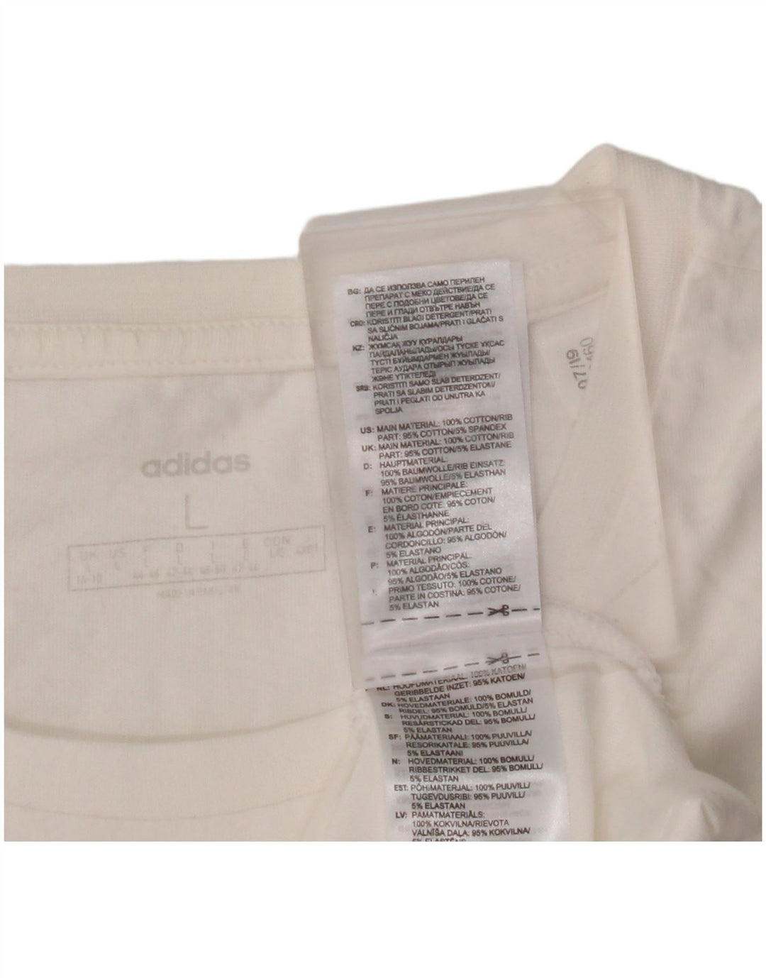 Γυναικείο γραφικό μπλουζάκι ADIDAS Top UK 16/18 μεγάλο λευκό βαμβακερό