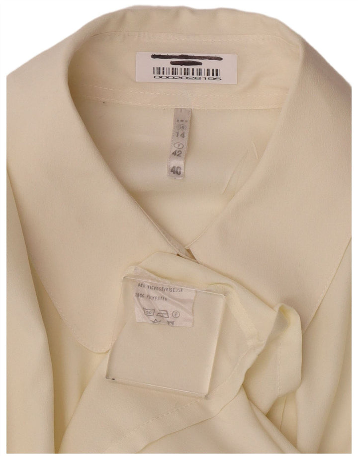 Vintage γυναικείο πουκάμισο μπλούζα UK 14 Medium Off White Viscose