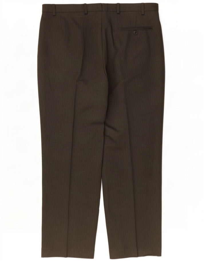 Marks & Spencer Ανδρικό παντελόνι με καρφίτσα W36 L29 καφέ ρίγες πολυεστέρας