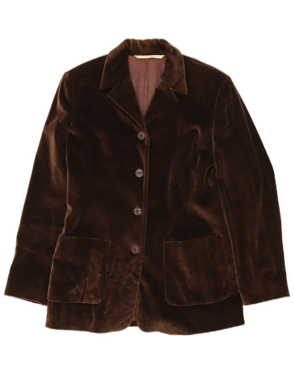 Penny Black Γυναικεία Relaxed Fit με 4 κουμπιά Velvet Blazer Jacket UK 6 XS Brown