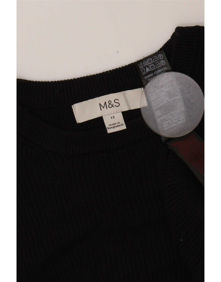 Marks & Spencer Γυναικείο τοπ μακρυμάνικο UK 12 μεσαία μαύρη βισκόζη