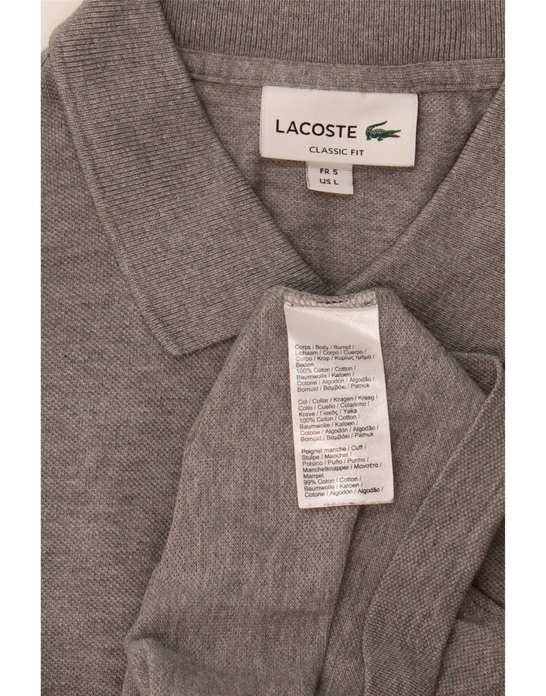 Ανδρικό πουκάμισο Lacoste Classic Fit Polo Μέγεθος 7 Μεγάλο βαμβακερό γκρι