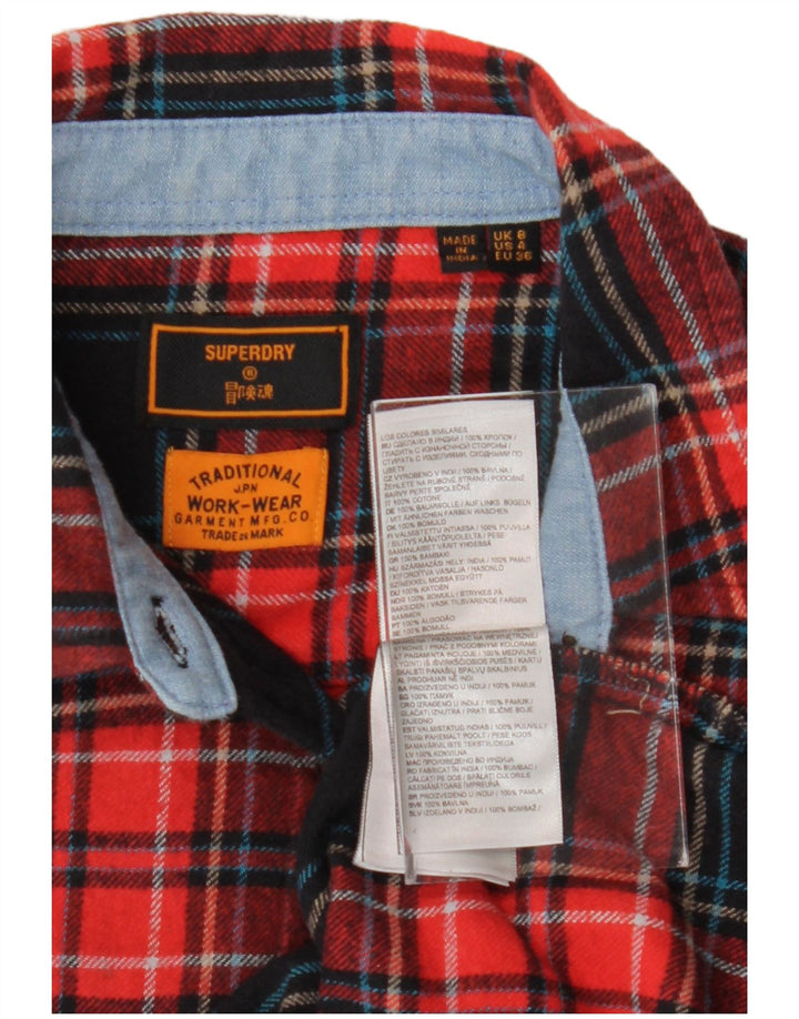 Γυναικείο φανελένιο πουκάμισο SUPERDRY UK 8 Small Red Check Cotton