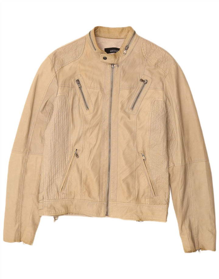 Vintage Γυναικείο Δερμάτινο Μπουφάν UK 16 Large Beige Leather