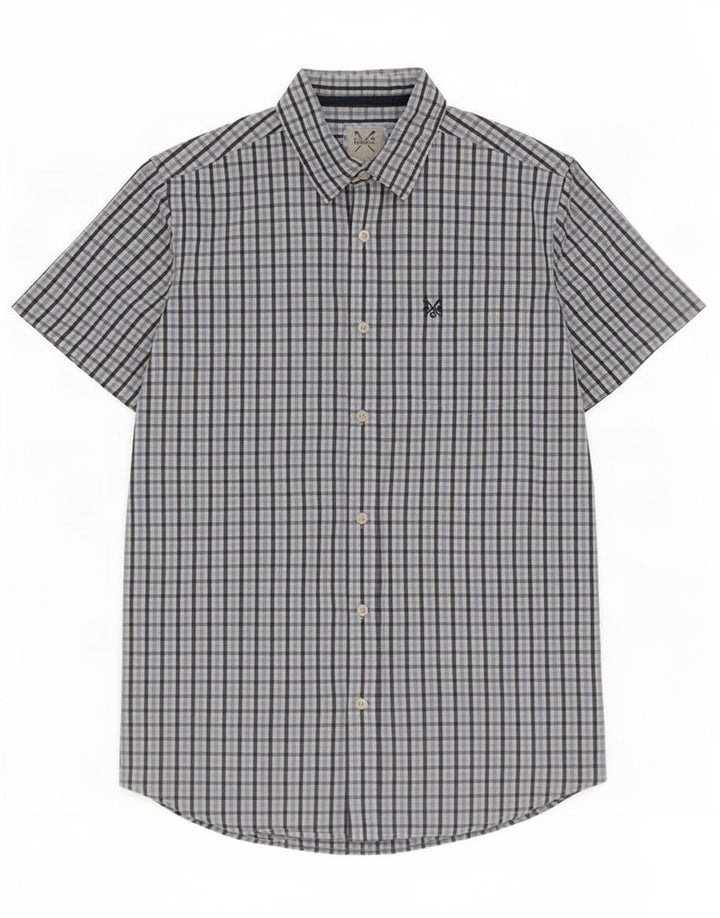 Ανδρικό κοντομάνικο πουκάμισο Crew Clothing, μεσαίο μπλε βαμβακερό Gingham