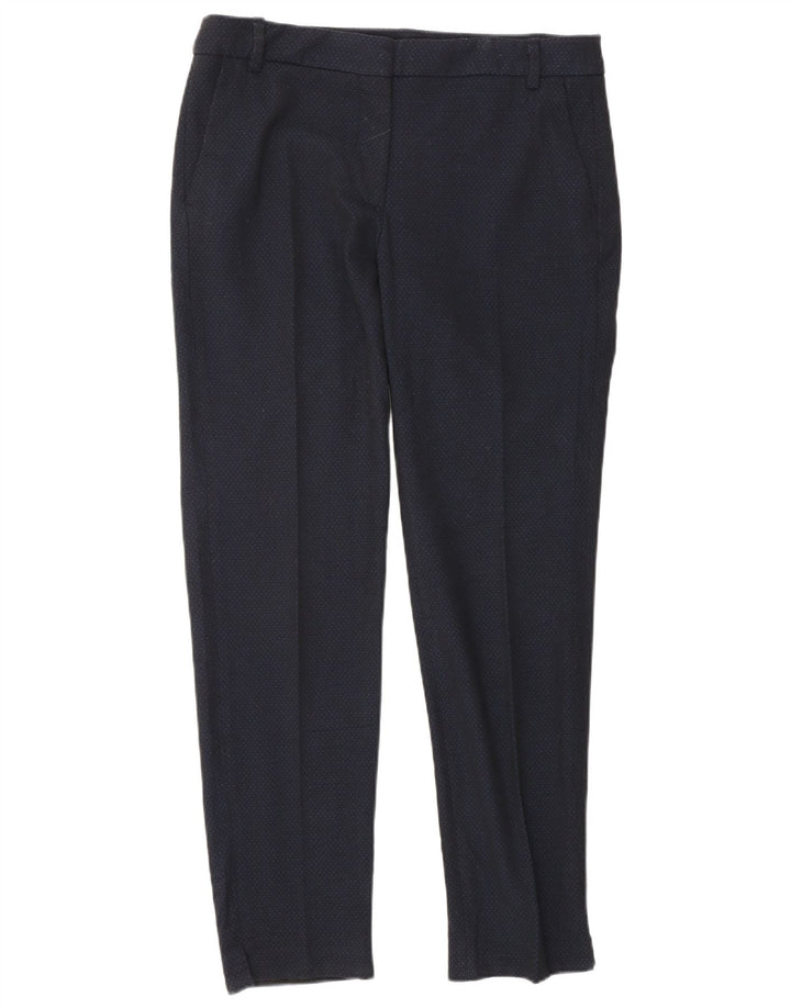 ZARA Womens Abstract Pattern Chino Trousers EU 38 Small W28 L29 Navy Blue