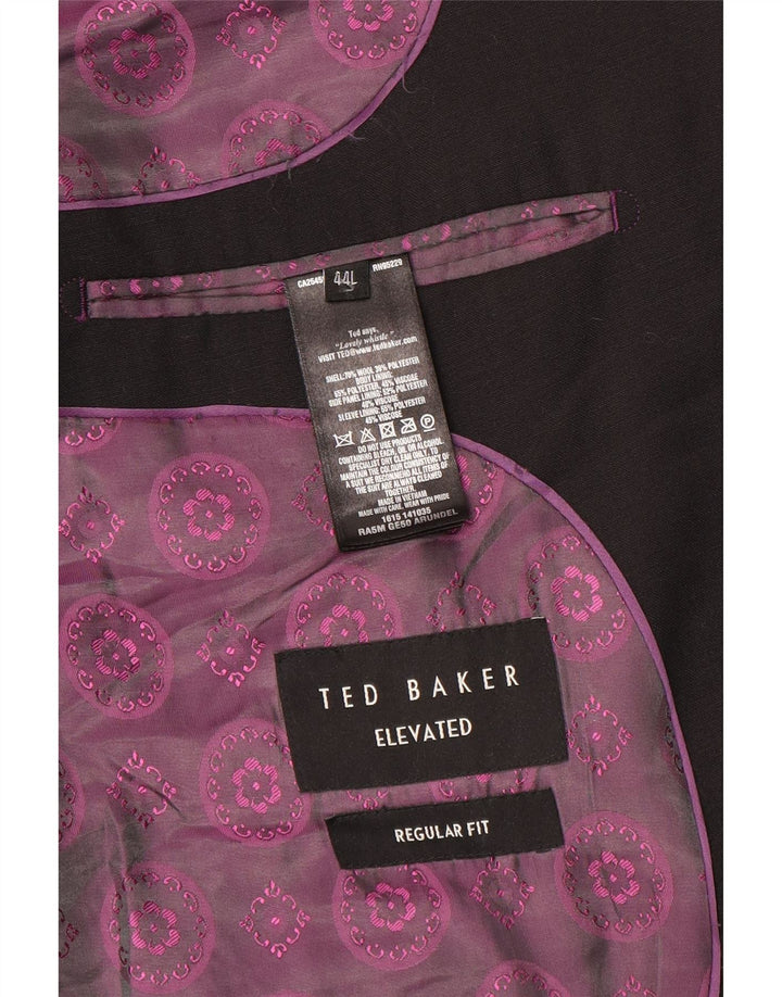 Ted Baker Ανδρικό μακρύ τζάκετ 2 κουμπιών κανονική εφαρμογή UK 44 2XL μαύρο μαλλί