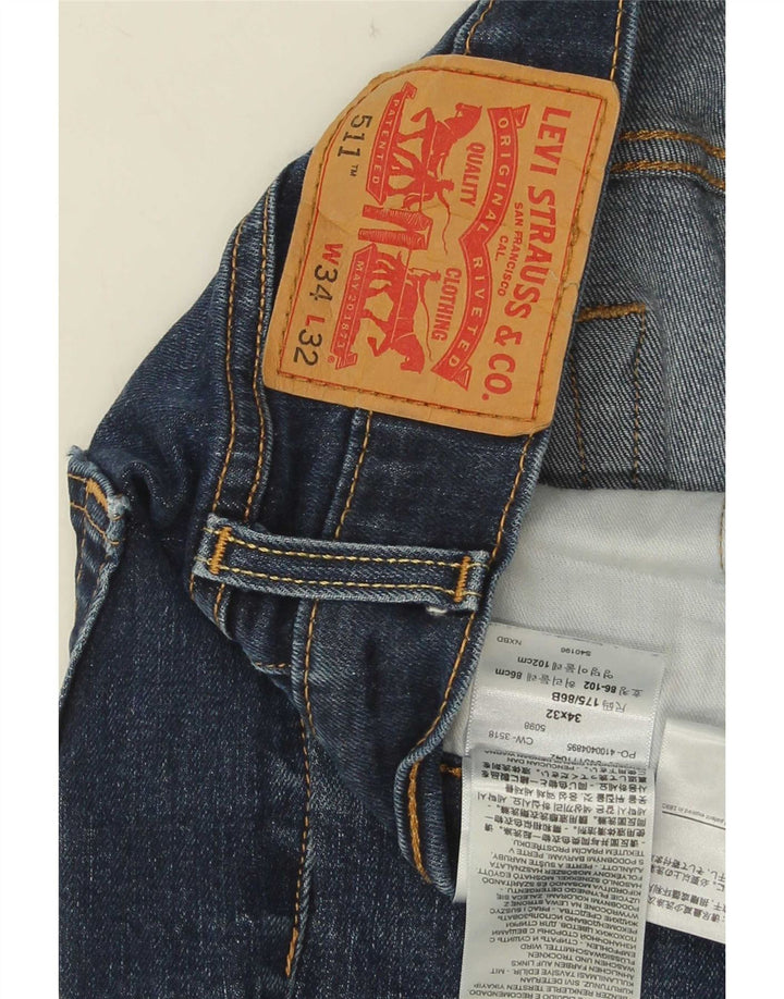 Levi's Mens 511 Slim Jeans W34 L32 Navy Blue Cotton