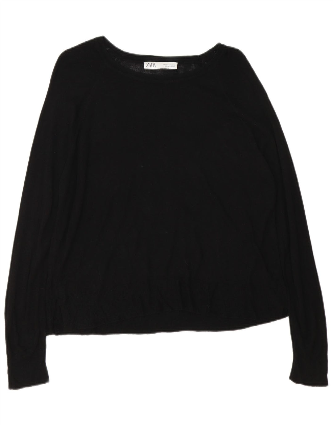 Zara Γυναικείο πουλόβερ με λαιμόκοψη UK 14 Medium Μαύρο