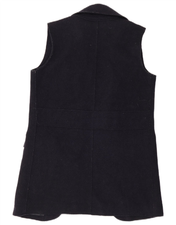 Zara Γυναικείο Longline Open Gilet UK 10 Small Navy Blue Wool