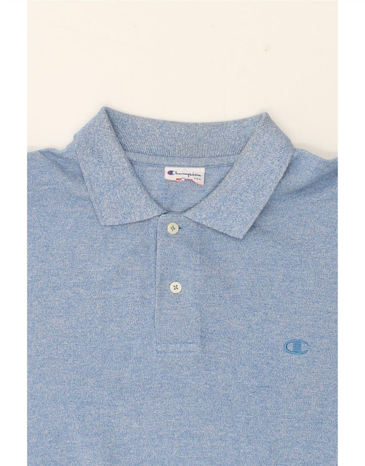 CHAMPION Mens Polo Shirt Medium Blue Flecked Cotton Vintage Champion and Second-Hand Champion from Messina Hembry 