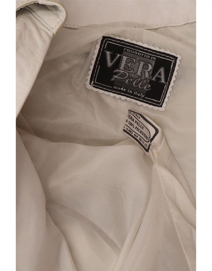 Vintage Γυναικείο Bomber Δερμάτινο Μπουφάν UK 16 Large Grey Leather