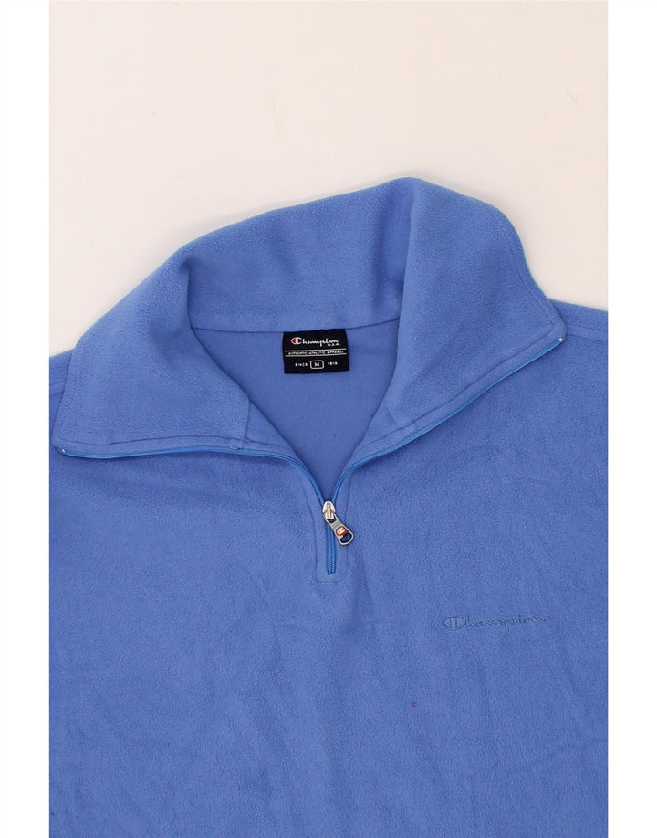 CHAMPION Mens Zip Neck Fleece Jumper Medium Blue Vintage Champion and Second-Hand Champion from Messina Hembry 
