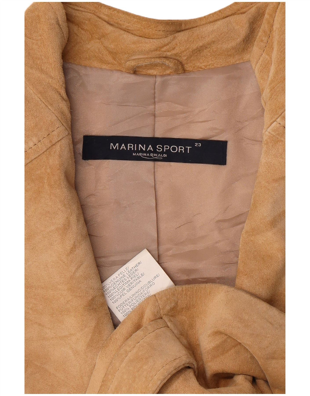 MARINA RINALDI Γυναικείο Suede Jacket Μέγεθος 23 Medium Beige Leather Classic