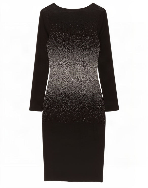 Γυναικείο μακρυμάνικο Bodycon φόρεμα Oasis UK 10 Small Black Flecked βαμβακερό