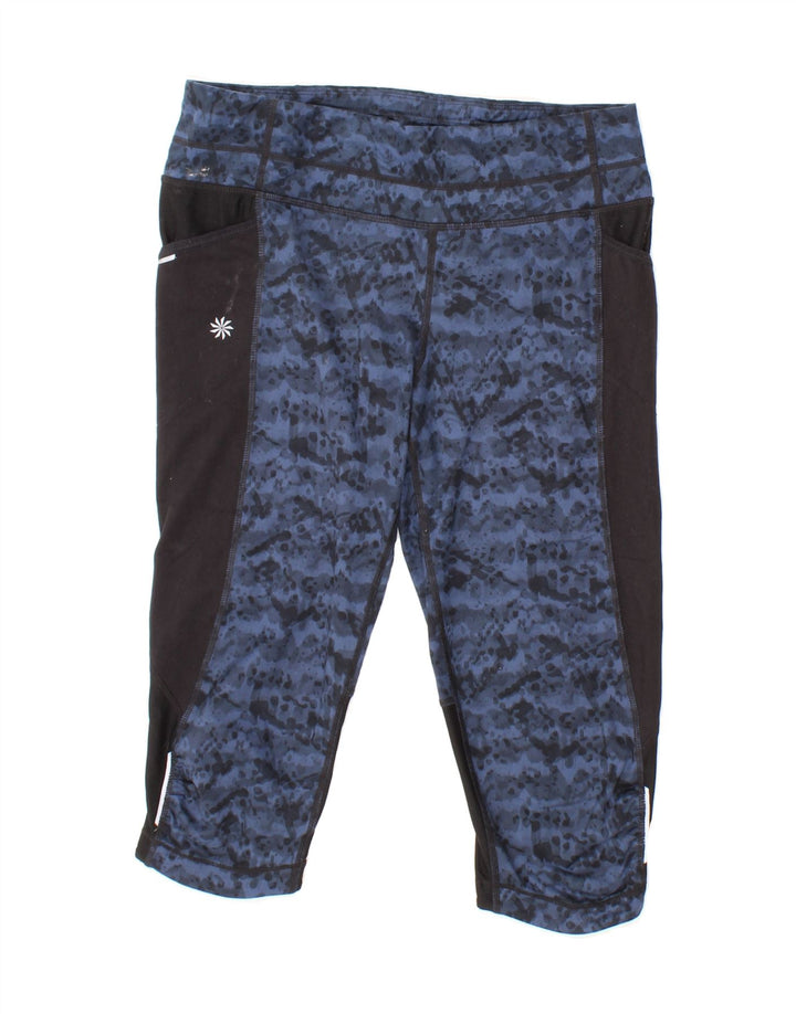 ATHLETA Womens Capri Leggings UK 12 Medium Navy Blue Colourblock Polyester Vintage Athleta and Second-Hand Athleta from Messina Hembry 