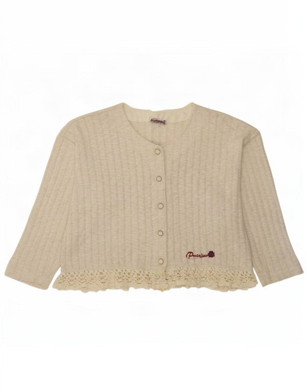 Πουλόβερ Portofino Girls Oversized Graphic Cardigan 9-10 ετών Λευκό βαμβακερό