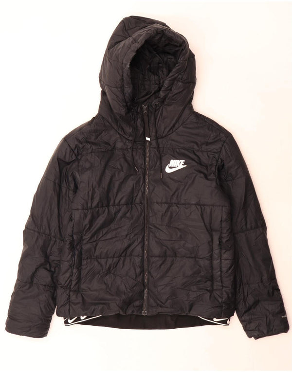 Γυναικείο Nike Therma-Fit γραφικό μπουφάν με κουκούλα UK 14 Μεσαίο μαύρο