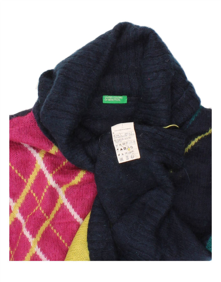 BENETTON Γυναικείο πουλόβερ με ρολό λαιμόκοψη UK 14 Medium Navy Blue
