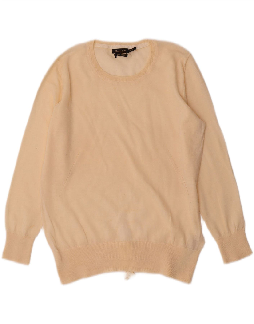 Massimo Dutti Γυναικείο πουλόβερ με λαιμόκοψη UK 12 μεσαίο μπεζ μαλλί
