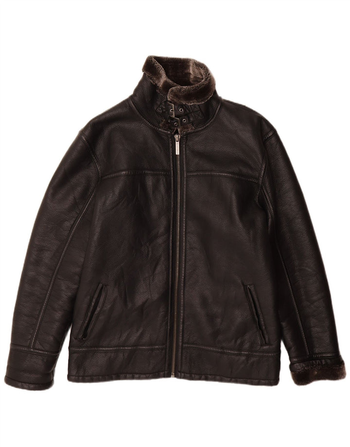 Vintage Ανδρικό Shearling Jacket UK 38 Medium Black