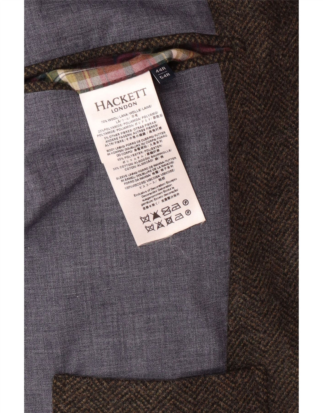 HACKETT Ανδρικό σακάκι σακάκι με 3 κουμπιά UK 44 XL Καφέ μαλλί ψαροκόκαλο