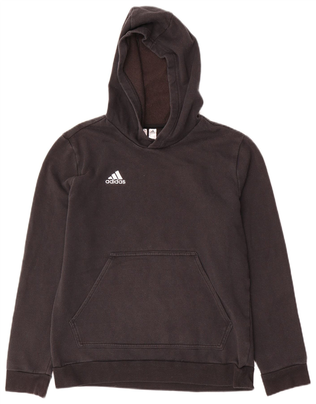 ADIDAS Boys Hoodie Jumper 13-14 Years Black Cotton