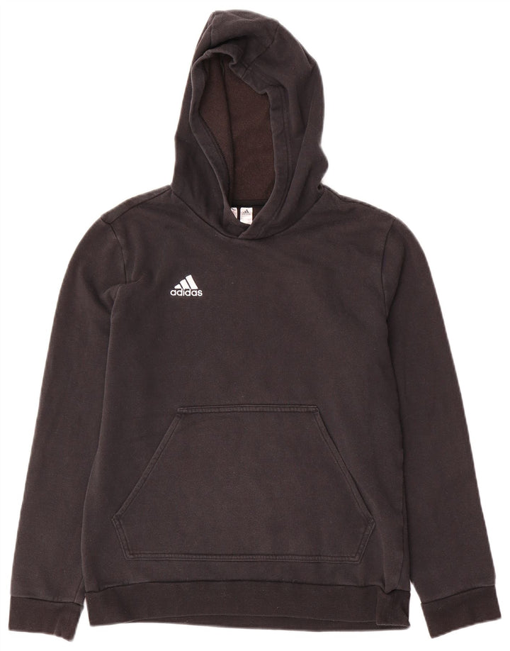 ADIDAS Boys Hoodie Jumper 13-14 Years Black Cotton