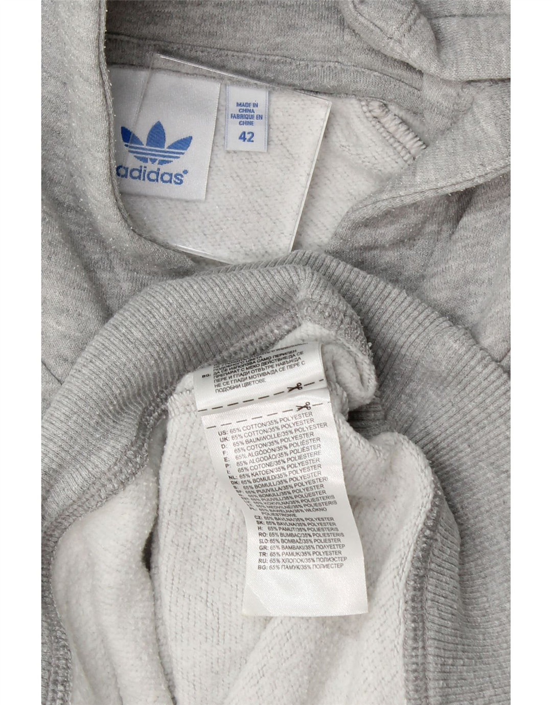 ADIDAS Womens Graphic Hoodie Jumper IT 42 Medium Grey Cotton Vintage Adidas and Second-Hand Adidas from Messina Hembry 