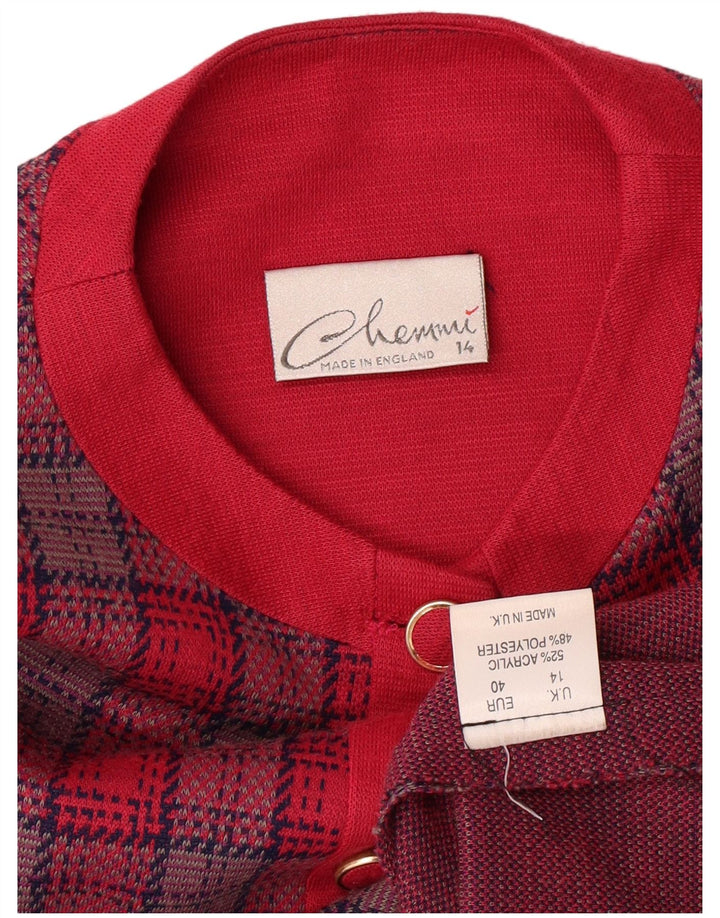 Vintage γυναικείο μπλέιζερ με 5 κουμπιά UK 14 Medium Pink Plaid Classic