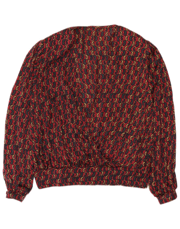 Vintage γυναικεία μακρυμάνικη μπλούζα UK 16 Large μπορντό Paisley