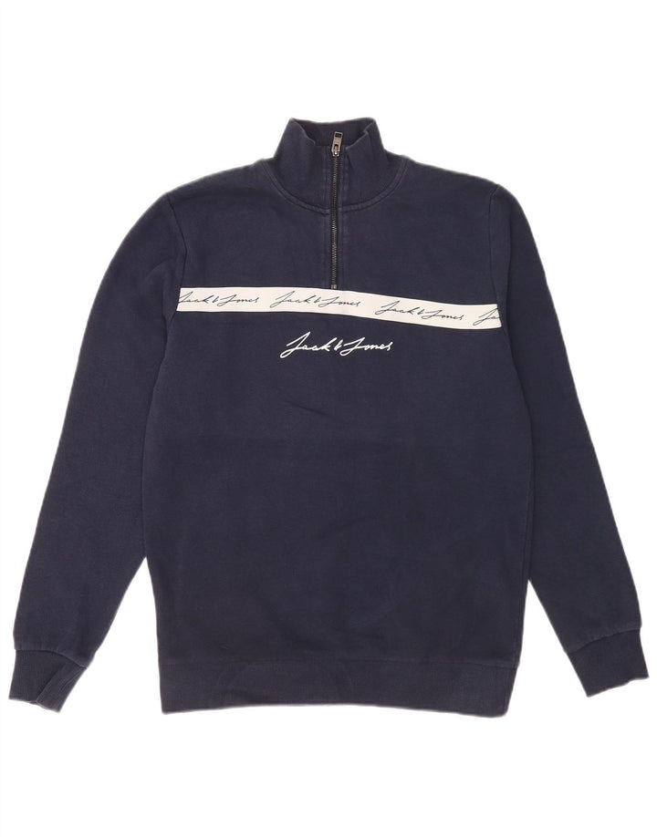Ανδρικό γραφικό φούτερ Jack & Jones Jumper Medium Navy Blue Colourblock