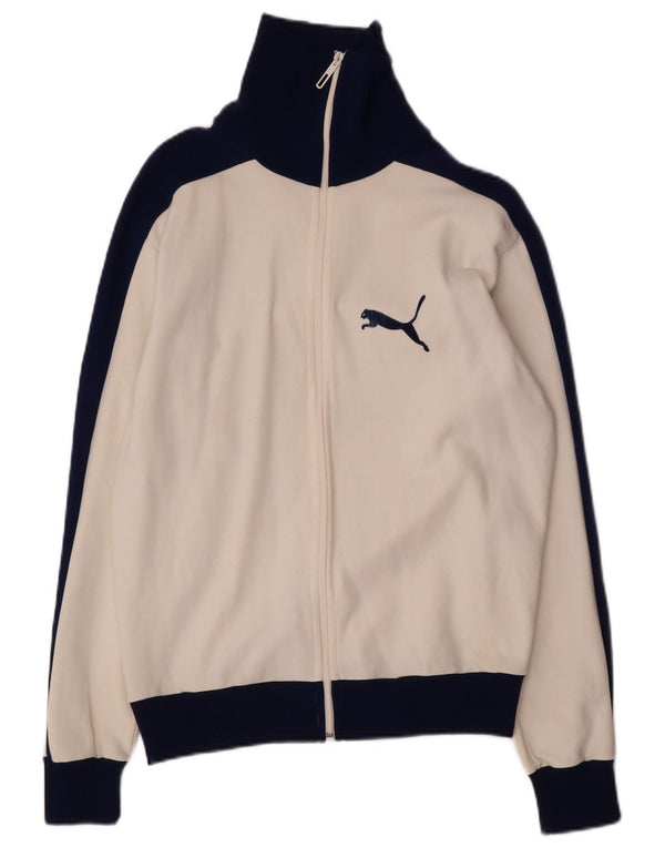 Puma Womens Graphic Tracksuit Top Jacket UK 16 Large White Colourblock