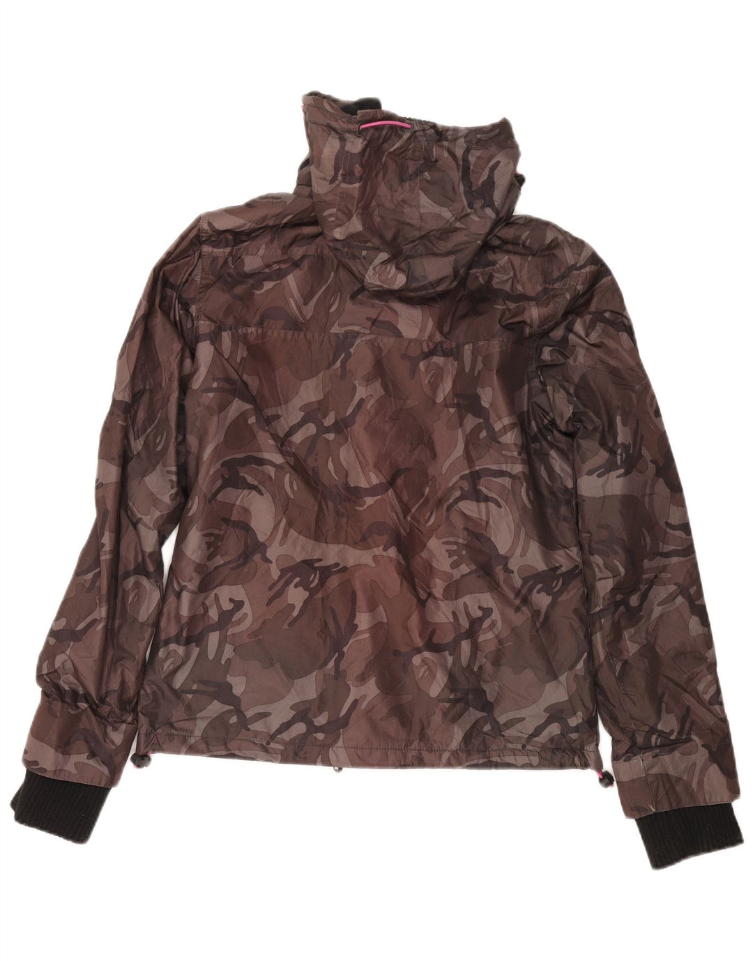 Vintage γυναικείο μπουφάν με κουκούλα αντιανεμικό UK 10 μικρό γκρι καμουφλάζ