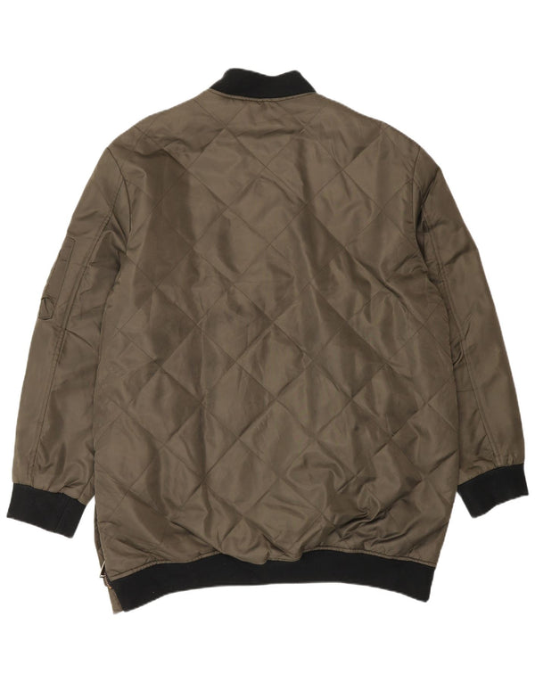 Zara Mens Bomber Jacket UK 42 XL Khaki Colourblock Polyester