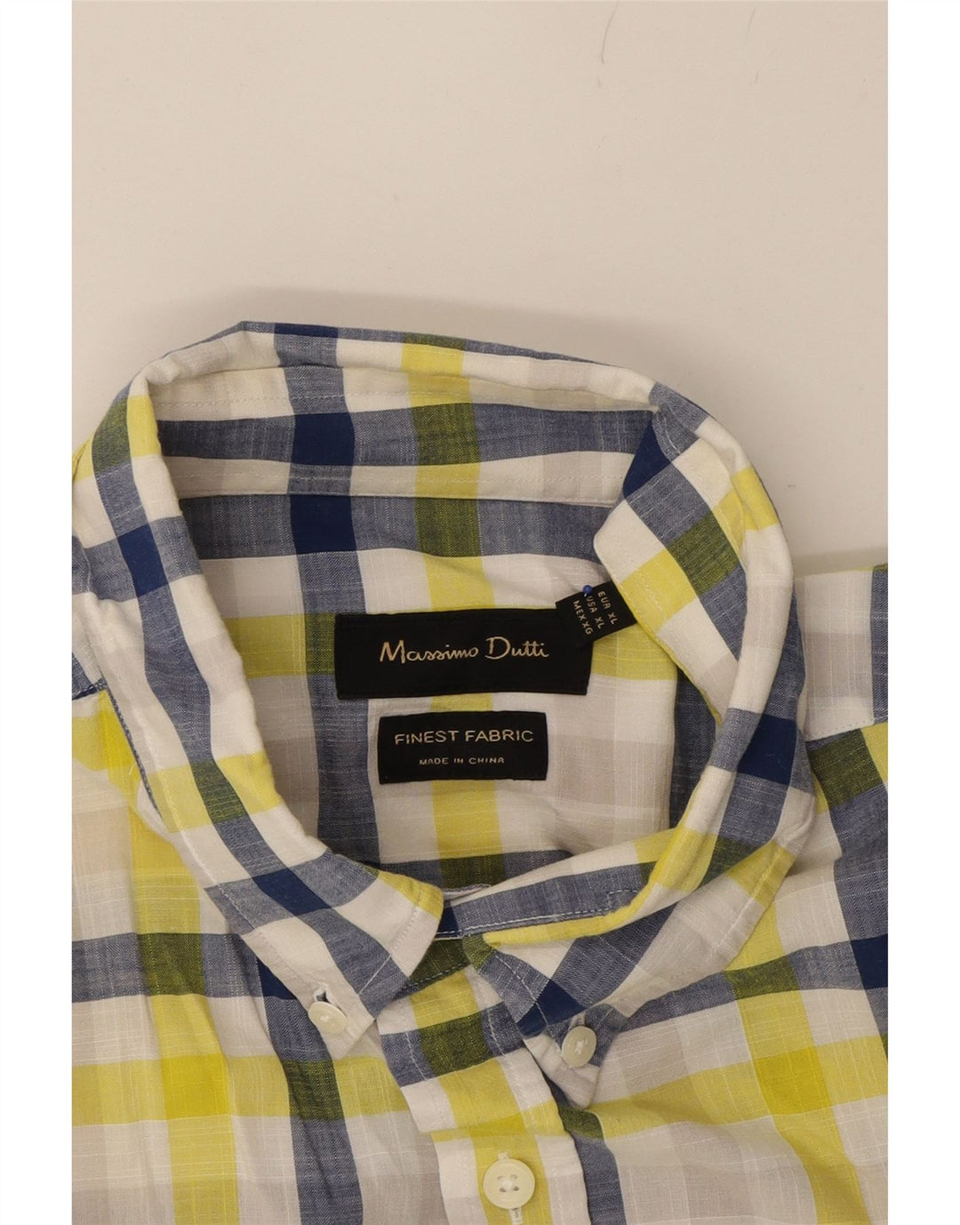 MASSIMO DUTTI Mens Short Sleeve Shirt XL Yellow Check Vintage Massimo Dutti and Second-Hand Massimo Dutti from Messina Hembry 