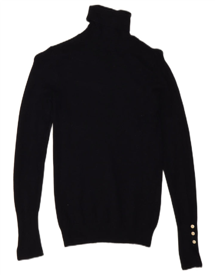 Zara Γυναικείο πουλόβερ με ρολό λαιμόκοψη UK 8 Small Navy Blue Viscose