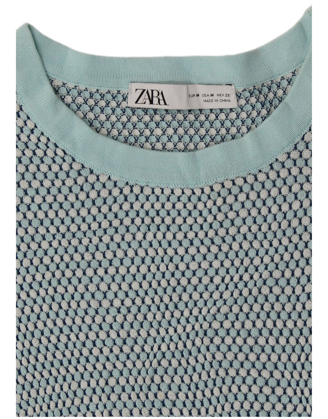 Zara Γυναικείο πουλόβερ με λαιμόκοψη Crop Crop UK 12 Medium Green Spotted