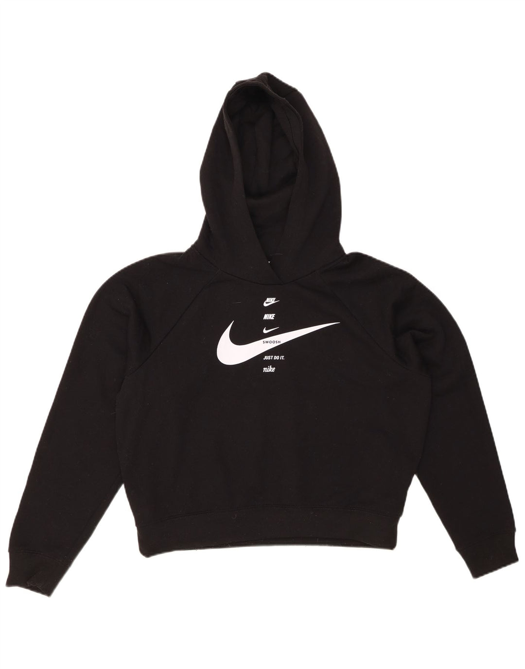 NIKE Γυναικείο Swoosh Oversized Graphic Hoodie Jumper UK 10 Small Black