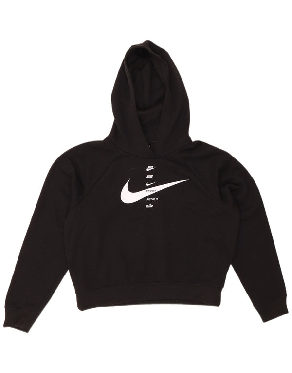 NIKE Γυναικείο Swoosh Oversized Graphic Hoodie Jumper UK 10 Small Black